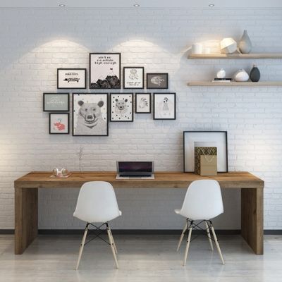 Σύγχρονο σχεδιασμό Σκληρό ξύλινο γραφείο υπολογιστή και τραπέζι συνεδριάσεων για συνεργατική εργασία