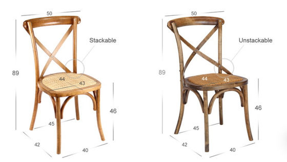 Φύση Χρώμα Σύγχρονο Μαγνητό ξύλο X Κρίση Πίσω Καρέκλα Πάνκετ με μαξιλάρι από ράταν για γάμο και εστιατόριο