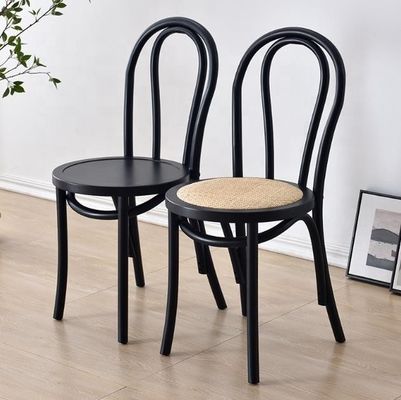 Σκληρό ξύλο Retro Curved Backrest Ρατάνια Καρέκλα τραπεζαρίας Καρέκλα σε μαύρο / λευκό / καρύδι / ανοιχτό χρώμα καρύδι για έπιπλα στο σπίτι
