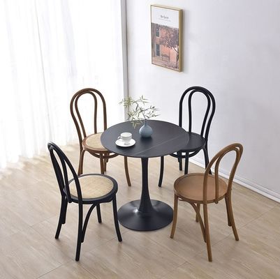Σκληρό ξύλο Retro Curved Backrest Ρατάνια Καρέκλα τραπεζαρίας Καρέκλα σε μαύρο / λευκό / καρύδι / ανοιχτό χρώμα καρύδι για έπιπλα στο σπίτι