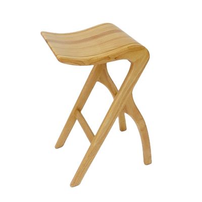 Home Bar Essential Λακαρισμένο Massive Wood Bar Stool με ψηλή καρέκλα καθιστικού