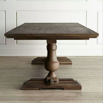 120cm*60cm*75cm Vintage Countryside Centre τραπεζαρία με καμπυλωτό ξύλο πεύκου