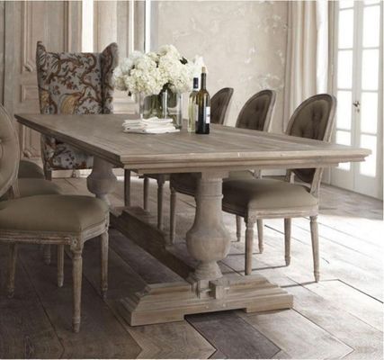 120cm*60cm*75cm Vintage Countryside Centre τραπεζαρία με καμπυλωτό ξύλο πεύκου