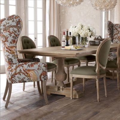120cm*60cm*75cm Vintage Countryside Centre τραπεζαρία με καμπυλωτό ξύλο πεύκου