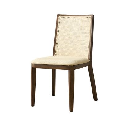 Καρέκλα από ράταν με πλαίσιο από ξύλο και κάθισμα με χαλίρισμα