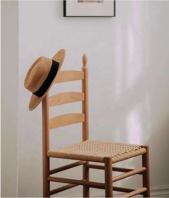 Χωρίς διπλωμένη καρέκλα τραπεζαρίας με καρέκλα πλάτης με χειροποίητο στερεό ξύλο και πλεγμένο μαξιλάρι με σχοινί