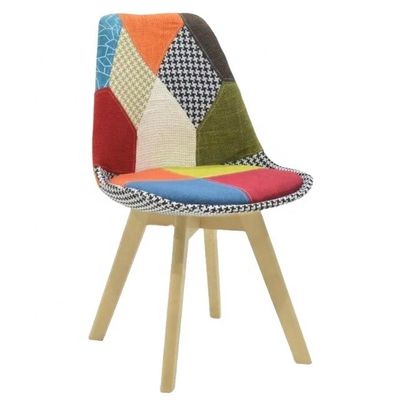 Έπιπλα για τραπεζαρία Σύγχρονο Custom Fabric Cover Patchwork Chair με Beech Legs Στυλ σχεδιασμού
