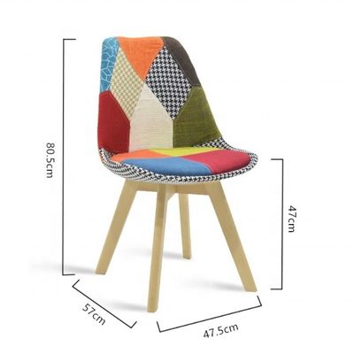 Έπιπλα για τραπεζαρία Σύγχρονο Custom Fabric Cover Patchwork Chair με Beech Legs Στυλ σχεδιασμού