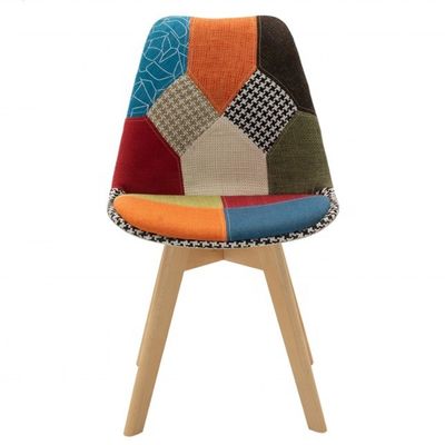Έπιπλα για τραπεζαρία Σύγχρονο Custom Fabric Cover Patchwork Chair με Beech Legs Στυλ σχεδιασμού