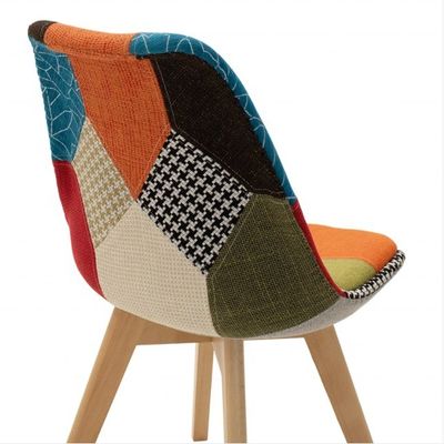 Έπιπλα για τραπεζαρία Σύγχρονο Custom Fabric Cover Patchwork Chair με Beech Legs Στυλ σχεδιασμού