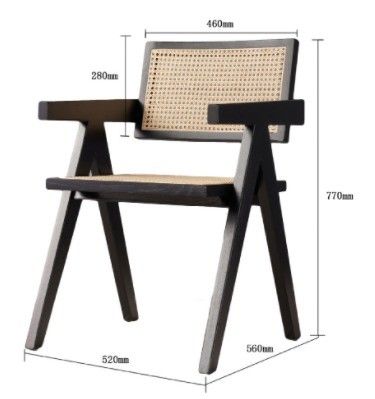 Σύγχρονο εστιατόριο Armrest Rattan Cane Τραπεζική καρέκλα σε στερεό υλικό και σύγχρονο σχεδιασμό