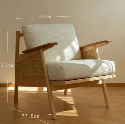 Σπίτι Έπιπλα Γενικά Σκανδιναβικό Lounge ξύλινος καναπές Καρέκλα με κάτω φτερό μαξιλάρι φυσικό υφασμένο ράταν στερεό ξύλινο καρέκλα