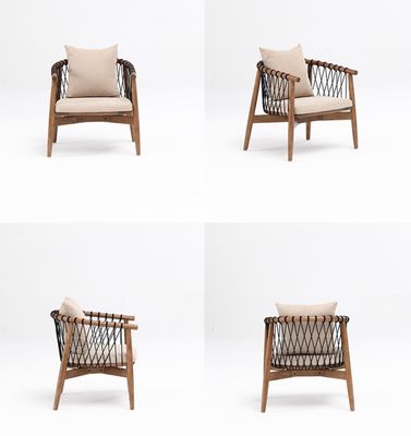 Ταχυδρομική συσκευασία Y Βόρειος σαλόνι ξύλινος καναπές Θέμα αναψυχής υφασμένο σχοινί στερεό ξύλινο καρέκλα με υποκατάστημα για ξενοδοχείο