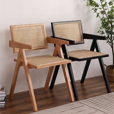 Φύση Χρώμα Σύγχρονη Σκληρόξυλη Ρατάνια τραπεζική καρέκλα με σύγχρονο σχέδιο