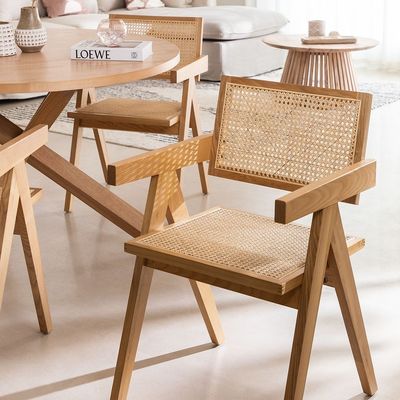 Morden Dining Fruniture ειδική τραπεζαρική καρέκλα για κήπο Vintage Cane Rattan Wicker ξύλινη πολυθρόνα στην τραπεζαρία του ξενοδοχείου