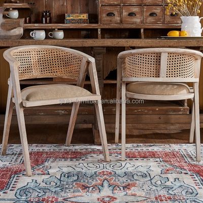 Ξενοδοχείο Nordic Massive Wood Wicker Rattan Back Τροφική Καρέκλα Σπιτικό Καρέκλα από Ράταν