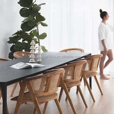 Ξενοδοχείο Nordic Massive Wood Wicker Rattan Back Τροφική Καρέκλα Σπιτικό Καρέκλα από Ράταν
