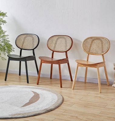 Σύγχρονη σχεδίαση Ash Wood Frame Rattan τραπεζική καρέκλα για εστιατόρια