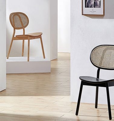 Σύγχρονη σχεδίαση Ash Wood Frame Rattan τραπεζική καρέκλα για εστιατόρια