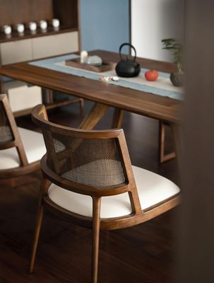 Ashwood Frame Nordic Design Modern Solid Wood PU Leather Rattan Dining Room Restaurant Chair 2023 για καφετέριες και εστιατόρια