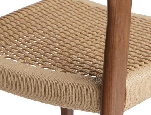 Έπιπλα καθιστικού με χειροποίητο υφασμένο σχοινί τραπεζική καρέκλα σε χρώμα καρύδας με στερεό ξύλινο πλαίσιο