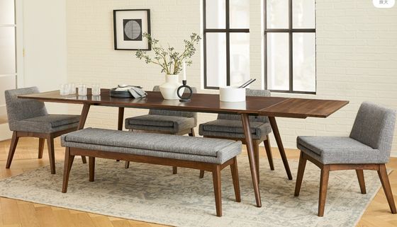 Ταχυδρομική συσκευασία Σκανδιναβική σύγχρονη ξύλινη δομή ύφασμα τραπεζική καρέκλα για εστιατόρια ξενοδοχεία καουτσούκ ξύλινο πλαίσιο