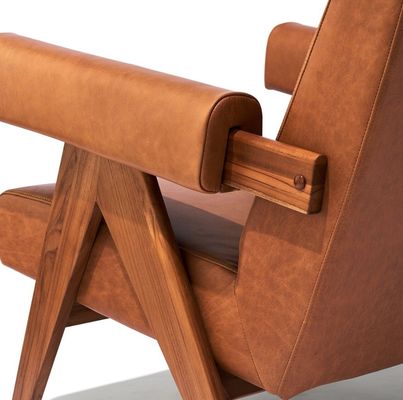 Διακοπές Lounge Σκληρό ξύλινο καναπέ Καρέκλα με εξατομικευμένο PU δέρμα και Ash ξύλινο πλαίσιο