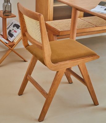 Σύγχρονη καρέκλα για ταπετσαρία φυσικό ράταν στερεό ξύλο καρέκλα τραπεζαρίας για εστιατόριο ξενοδοχείο