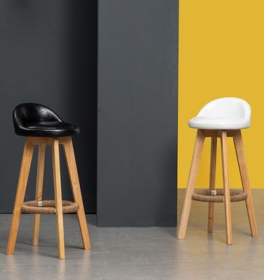 Αποσυναρμολογήσιμο πλαίσιο κίτρινης ξυλείας πολυτελείς μπαρ καρέκλες στυλ ύφασμα / PU δέρμα σύγχρονη ξύλινη καρέκλα καρέκλα για εμπορικά έπιπλα