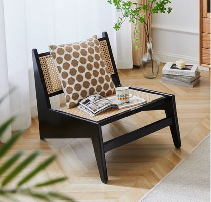 Σύγχρονη σχεδίαση Leisure Lounge Chairs Γεννητικά έπιπλα ξύλινα καθίσματα καθισμάτων με φυσικό πλαίσιο βελανιδίου Rattan ξύλινη καρέκλα