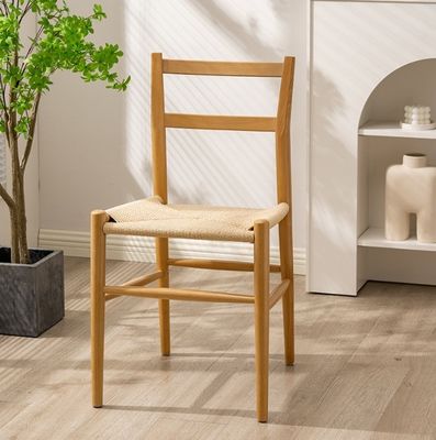 Σκληρή ξύλινη τραπεζαρική καρέκλα με υφασμένο μαξιλάρι κορδόνι Η τέλεια προσθήκη στο γραφείο εργασίας και το καφέ αναψυχής σας