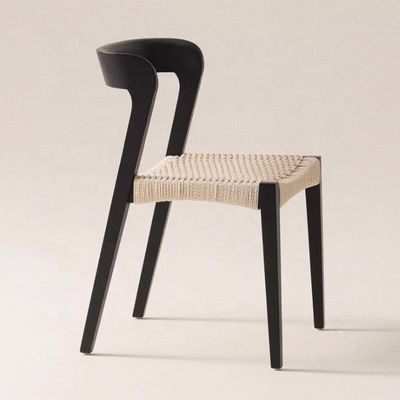 Σύγχρονη καρέκλα εστιατορίου από στερεό ξύλο με σχοινί και προσαρμοσμένο λογότυπο