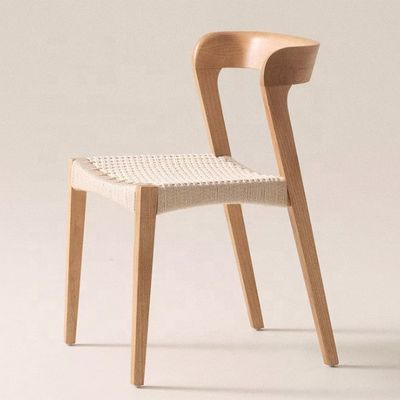 Σύγχρονη καρέκλα εστιατορίου από στερεό ξύλο με σχοινί και προσαρμοσμένο λογότυπο