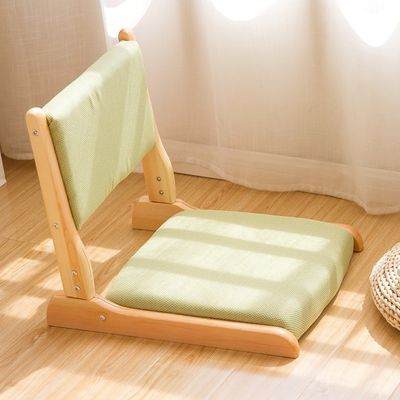 Σύγχρονο στυλ καρέκλα σαλόνι Ιαπωνικό Tatami ξύλο χωρίς πόδια πάτωμα καρέκλα τσαγιού με πίσω υποστήριξη