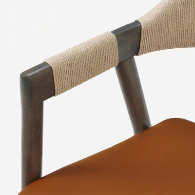 Καρέκλα τραπεζαρίας με υφασμένο καλώδιο και λακαρισμένο φινίρισμα σε αρχαίο ξύλινο σχέδιο