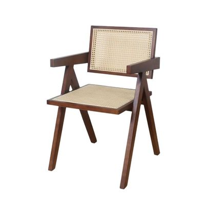 Καρέκλα τραπεζαρίας από φυσικό στερεό ξύλο με σύγχρονο εστιατόριο από ράταν σε μαύρο φινίρισμα