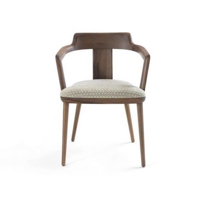 Καρέκλα τραπεζαρίας εσωτερικής καντίνας σε στερεό ξύλο με μαξιλάρι καθίσματος και πολυθρόνα μοντέρνου σχεδιασμού με χρώμα καρύδας