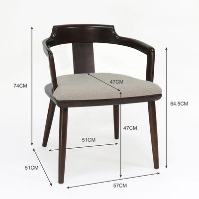 Καρέκλα τραπεζαρίας εσωτερικής καντίνας σε στερεό ξύλο με μαξιλάρι καθίσματος και πολυθρόνα μοντέρνου σχεδιασμού με χρώμα καρύδας