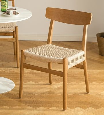 Ξύλο Σύγχρονη υφασμένη σχοινιά στερεό ξύλο τραπεζική καρέκλα για εστιατόριο ξενοδοχείο με και OEM υπηρεσία αποδέχεται