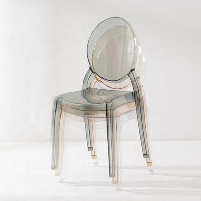 Σύγχρονη στοιβάσιμη τραπεζική καρέκλα κατασκευασμένη από διαφανές υλικό PC για στοιβάσιμη σε ξενοδοχείο Καφέ σαλόνι