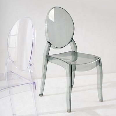 Σύγχρονη στοιβάσιμη τραπεζική καρέκλα κατασκευασμένη από διαφανές υλικό PC για στοιβάσιμη σε ξενοδοχείο Καφέ σαλόνι