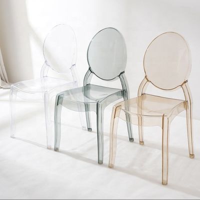 Σύγχρονη στοιβάσιμη τραπεζική καρέκλα κατασκευασμένη από διαφανές υλικό PC για στοιβάσιμη σε ξενοδοχείο Καφέ σαλόνι