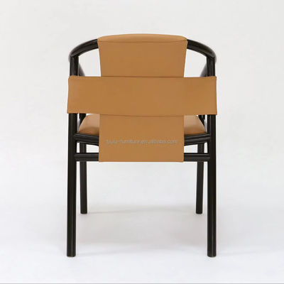 Ειδική καρέκλα τραπεζαρίας Με στερεό ξύλινο πλαίσιο Ελεύθερο καθιστικό Αξιοθέτηση Καρέκλες με καφέ δέρμα σέλας