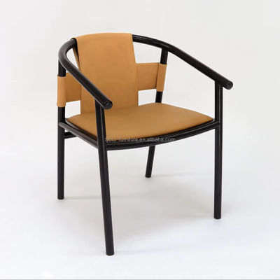 Ειδική καρέκλα τραπεζαρίας Με στερεό ξύλινο πλαίσιο Ελεύθερο καθιστικό Αξιοθέτηση Καρέκλες με καφέ δέρμα σέλας