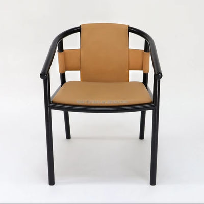 Ειδική καρέκλα τραπεζαρίας Με στερεό ξύλινο πλαίσιο Ελεύθερο καθιστικό Αξιοθέτηση Καρέκλες με καφέ δέρμα σέλας