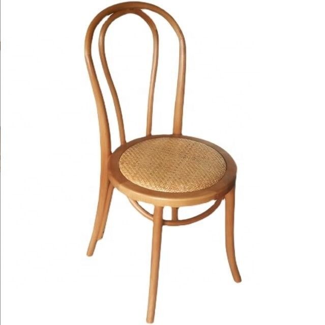 Σκληρό ξύλο Retro Curved Backrest Ρατάνια Καρέκλα τραπεζαρίας Καρέκλα σε μαύρο / λευκό / καρύδι / ανοιχτό χρώμα καρύδι για έπιπλα στο σπίτι