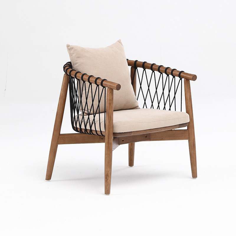 Ταχυδρομική συσκευασία Y Βόρειος σαλόνι ξύλινος καναπές Θέμα αναψυχής υφασμένο σχοινί στερεό ξύλινο καρέκλα με υποκατάστημα για ξενοδοχείο