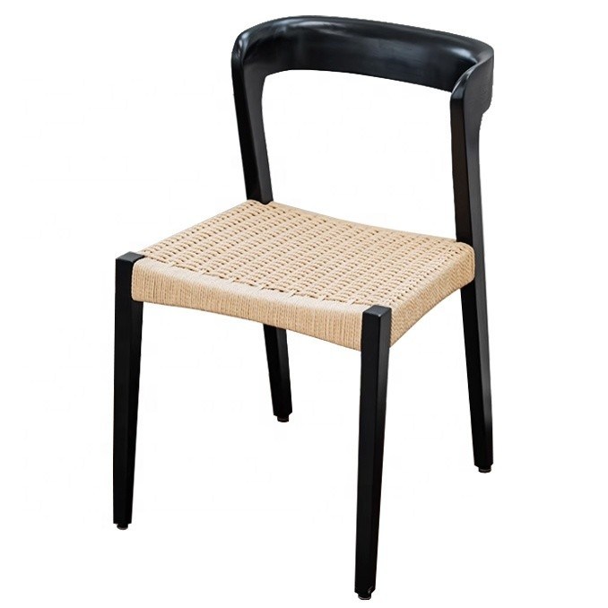Σύγχρονη καρέκλα εστιατορίου από στερεό ξύλο με σχοινί και προσαρμοσμένο λογότυπο