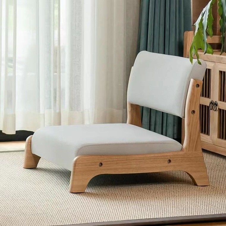 Ταχυδρομική συσκευασία Γιαπωνέζικο στυλ Tatami ξύλο χωρίς πόδια πάτωμα καρέκλα τσαγιού στερεό ξύλο με υποστήριξη πίσω